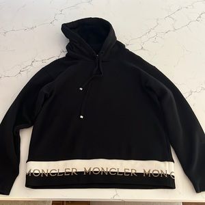 Black Moncler hooded sweatshirt equivalent to a women size small